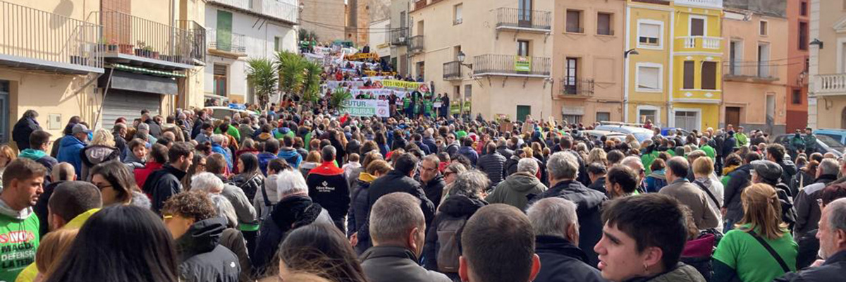 Cerca de 2000 manifestantes en Coves de Vinromà reclaman una implantación racional de las energías renovables.